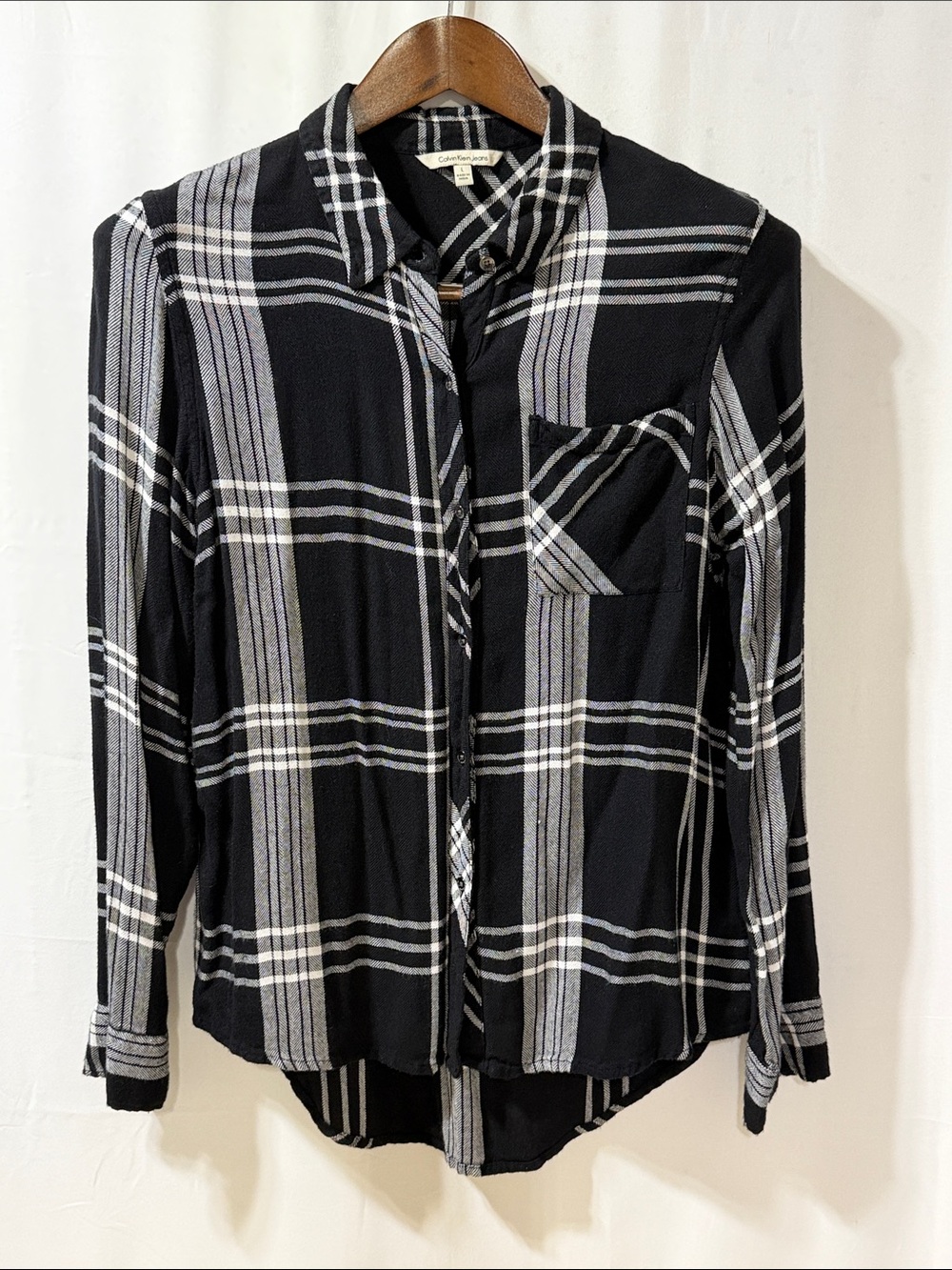 Calvin Klein Jeans Black & White Plaid Button-Down Shirt